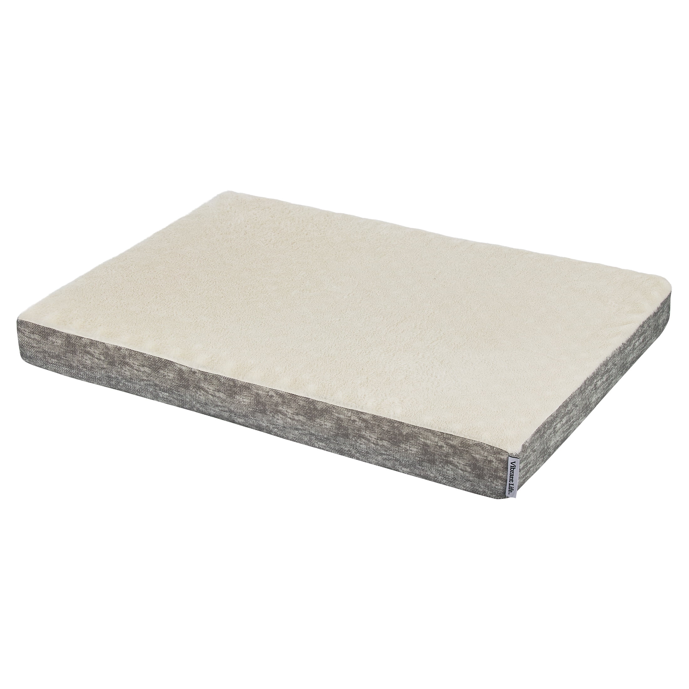 Vibrant Life Large Orthopedic Foam Mat Pet Bed, Gray and White, 35" x 25"
