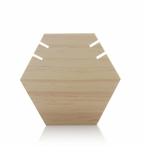 Wood Necklace Display Stand Hexagon Board Jewelry Holder for Show
