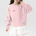thumbnail image 4 of NAISIBABY Little and Big Girls Sweatshirt, Crewneck Cute Bowknot Long Sleeve Kids Pullover Tops Pink 13T, 4 of 5