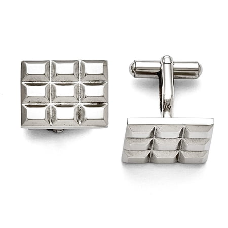 Stainless Steel Grooved and Polished Cuff Links Cuff Link for Men