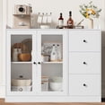 thumbnail image 4 of YUSAZENS Sideboard Buffet Cabinet with Glass Doors, 43" Coffee Bar Cabinet, White, 4 of 7