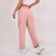thumbnail image 7 of Women's Cargo Pants Baggy Jeans High Waisted Casual Stretchy Wide Leg Streetwear with 4 Pockets for Women Pink L, 7 of 7