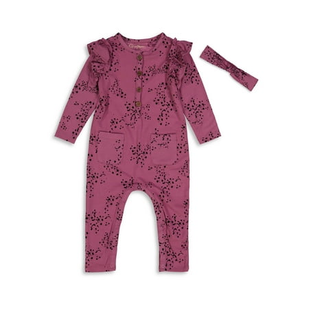 Jessica Simpson Baby Girl Ruffle Jumpsuit & Headband, 2pc
