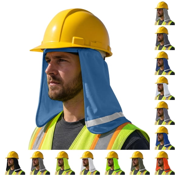 XIAOCHA Men's Sun Protective Hard Hat Neck Flapï¼Reflective Outdoor Work Headwear,Navy