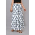 thumbnail image 5 of Women White & Indigo Blue Mandala Block Print Cotton Tiered Maxi Skirt with Elastic Waist - S, 5 of 6