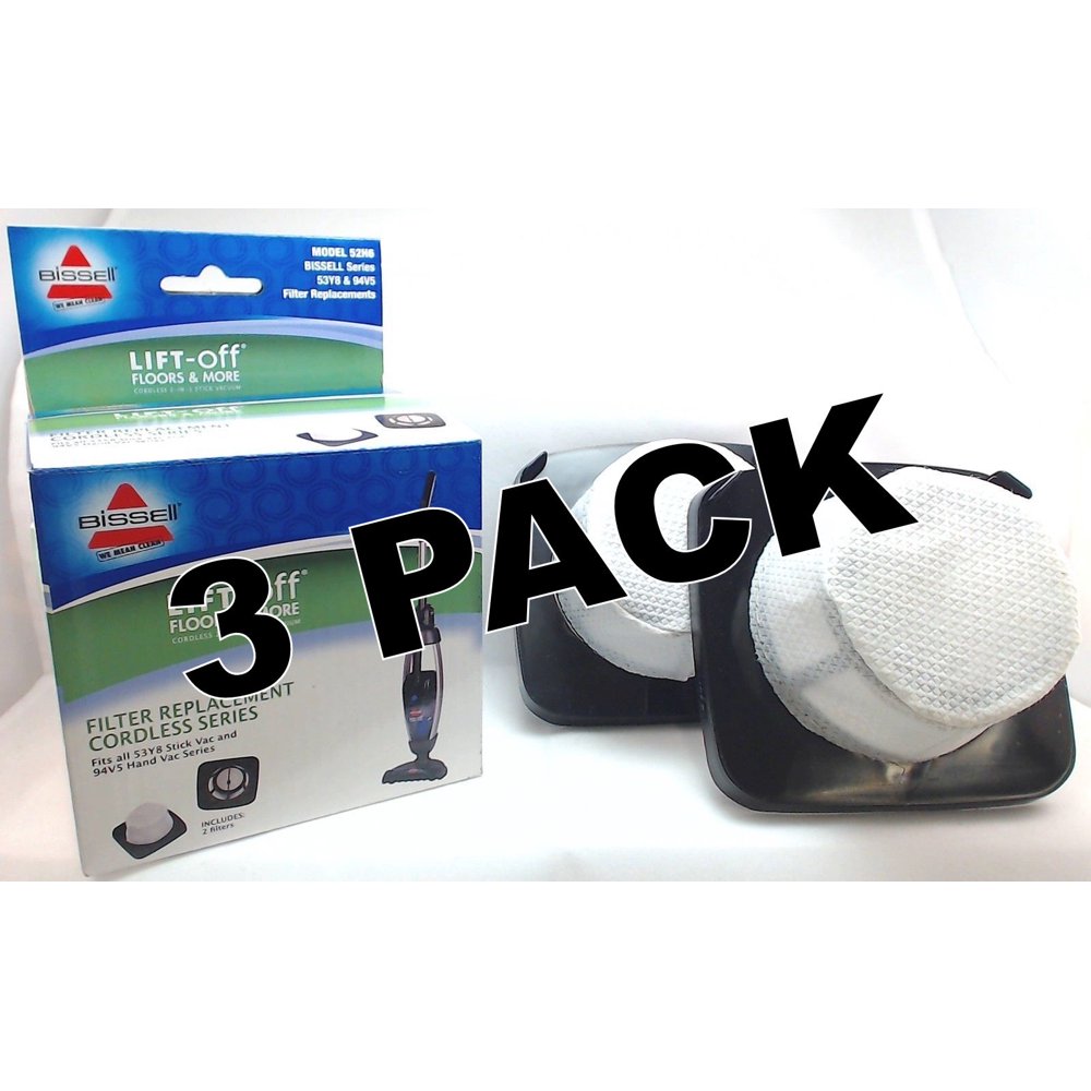 3 Pk, Bissell Liftoff Stick Vacuum Replacement Filters, 2 Pack, 52H6