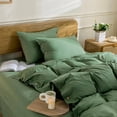 thumbnail image 2 of Cotton Duvet Cover Queen Size Pinstriped Comforter Cover with Button Washed Cotton Breathable Soft Solid Bedding Set Duvet Cover ×in & Pillowcases (NO Comforter), 2 of 9