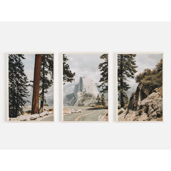 Luvia Yosemite Set Of Prints, Half Dome, California Landscape, Nature Poster, Mountain Photography, Set Of 3 Yosemite Posters, Rustic Art, Modern Wall Decor Set 3 Prints 8x12 UNFRAMED