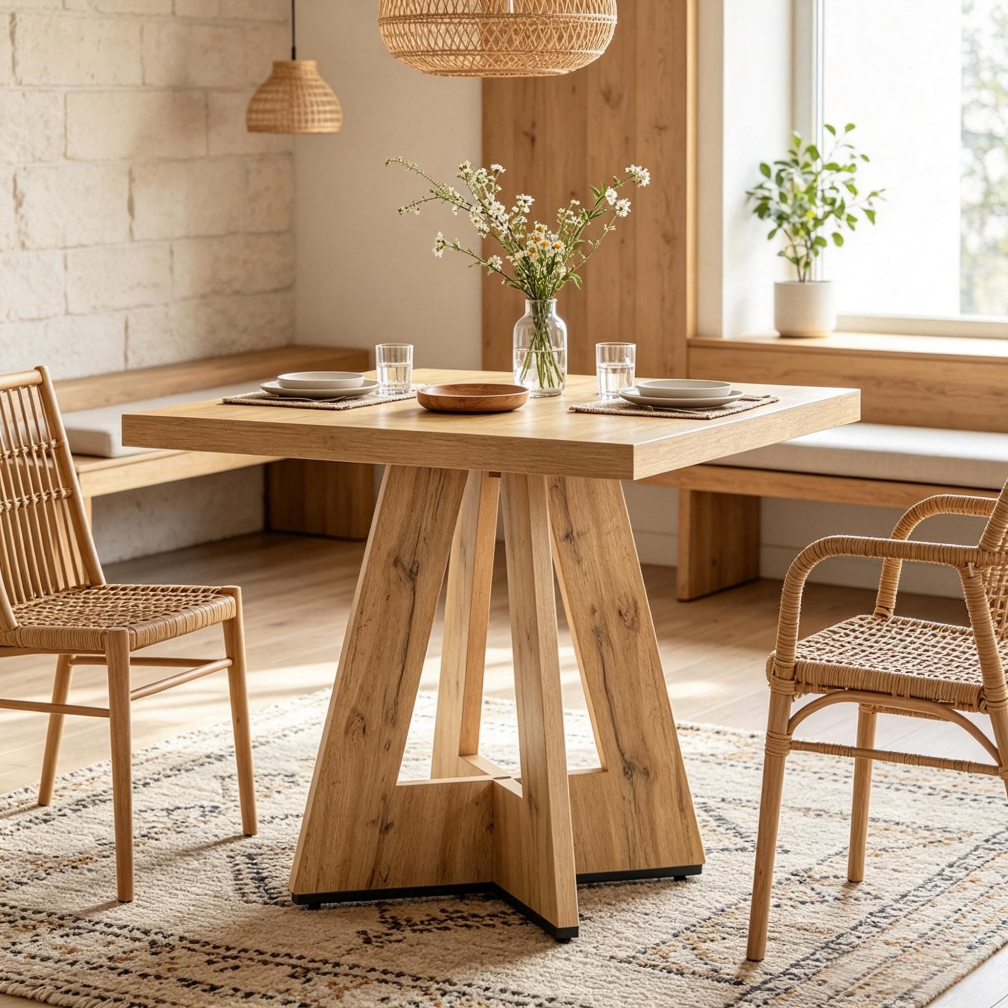 31.5 Inch Square Dining Table for 2 to 4 People, Compact Kitchen Dinner Table