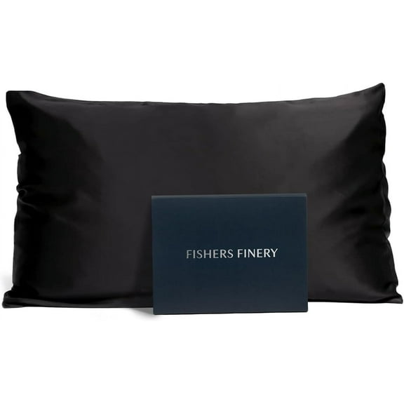 Fishers Finery 19mm 100% Pure Mulberry Silk Pillowcase (Black, K)