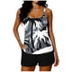 thumbnail image 2 of Tankini de playa deportivo con estampado de moda para mujer, tirantes finos ajustables, traje de baño de dos piezas con abertura y shorts de baño con bolsillo, traje de baño de poliéster para mujer., 2 of 5