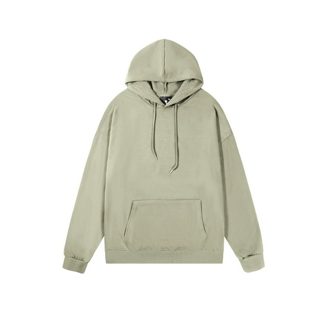 Dagugfen Hoodies for Men Sweatshirts Long Sleeve Kangaroo Pocket Drop Shoulder Pullover Top Solid Color