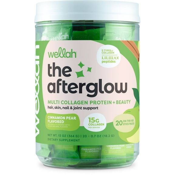 Wellah Multi Collagen Protein   Beauty (Cinnamon Pear) 20 Stickpacks - 15G Collagen Complex Per Serving