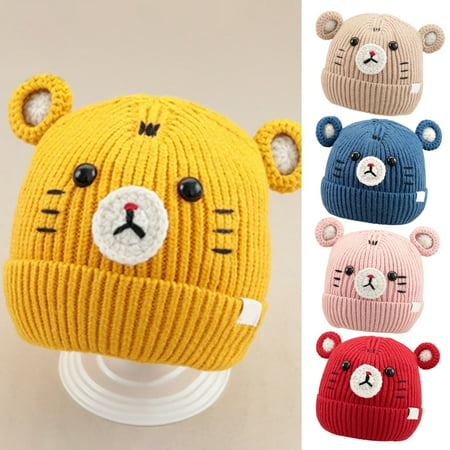 

RAOx Baby Hat Cartoon Tiger Pattern Stretchable Cotton Toddler Babies Beanies for Winter