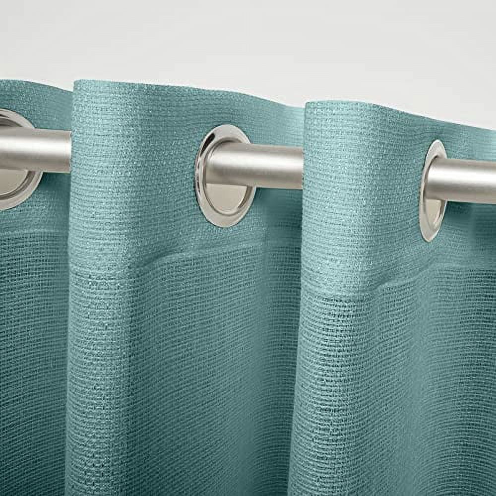 Exclusive Home Curtains Miami Semi-Sheer Textured Indoor/Outdoor Grommet Top Curtain Panel Pair, 54x96, Teal