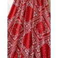 thumbnail image 3 of Red Paisley Bandana Print Elastic Waist Flowing A-Line Maxi Skirt For Women Casual Summer Vacation Skirt, 3 of 5