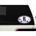 thumbnail image 2 of Flag of Illinois / American Flag Oval 3M Vinyl Bumper Sticker Decal | Navy & Gold Evanston, IL Sticker Vinyl Decal, 2 of 3
