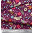 thumbnail image 3 of Soimoi Poly Georgette Fabric Floral,Rabbit & Porcupine Cartoon Print Fabric by The Yard 52 Inch Wide, 3 of 3