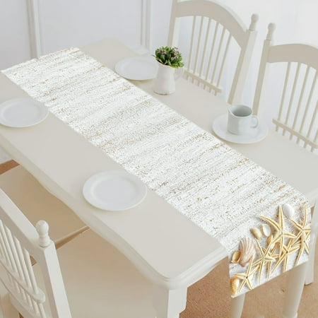 

ABPHQTO Sea Shells Table Runner Placemat Tablecloth For Home Decor 14x72 Inch