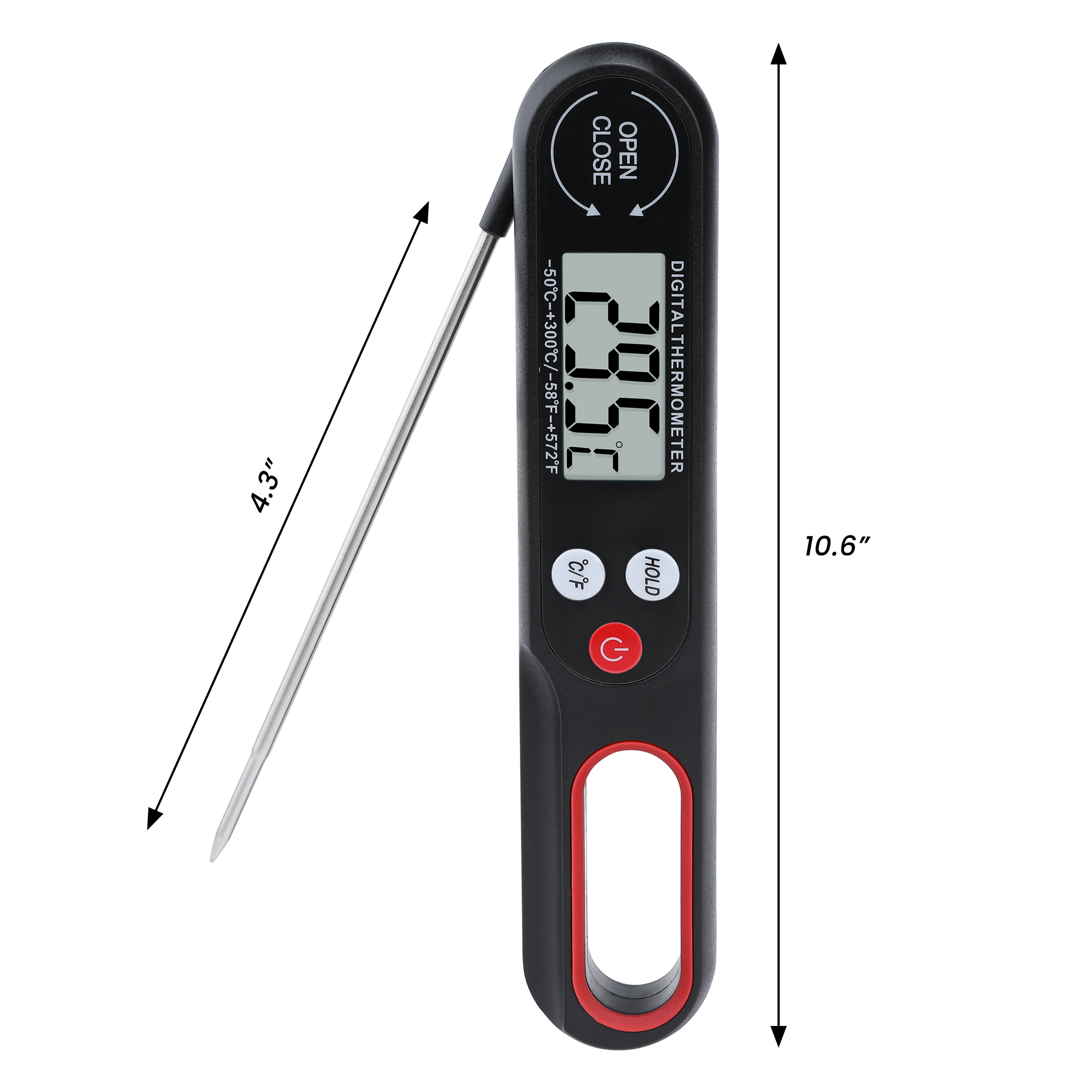Unique Bargains Digital Meat Thermometer Instant Read Cooking Thermometer Black 10.7 Inch