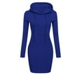 thumbnail image 2 of New Dresses Fall,Rutainlusire Womens Dresses Clearance Womens Long Sleeve Solid Patchwork Round Neck Casual Long Hooded Sweatershirt Dress, 2 of 5