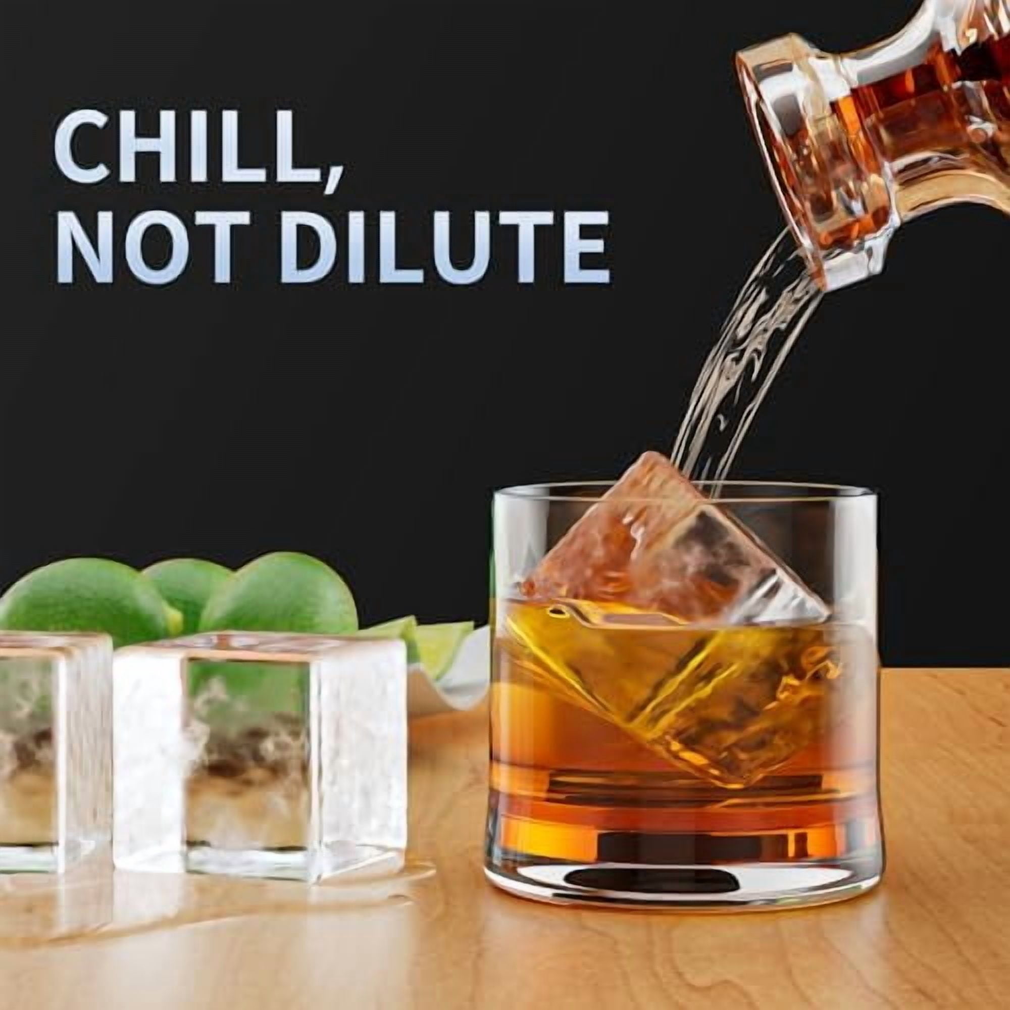 Large Silicone Ice Cube Trays with Lid, 2-Pack Big Square 2-Inch Ice Cube Molds for Whiskey and Cocktails, Perfect for Old Fashioned Drinks and Making Huge Slow-Melting Ice Cubes