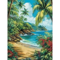 Tropical Beach Scene Canvas Print/Wall Art， Suitable for Living Room， Bedroom， Bathroom， Office， and Hotel Decoration