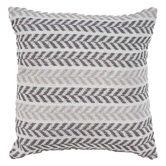 18 x 18 in. Beach Chevron Cotton Zippered Pillow, Gray - Set of 4