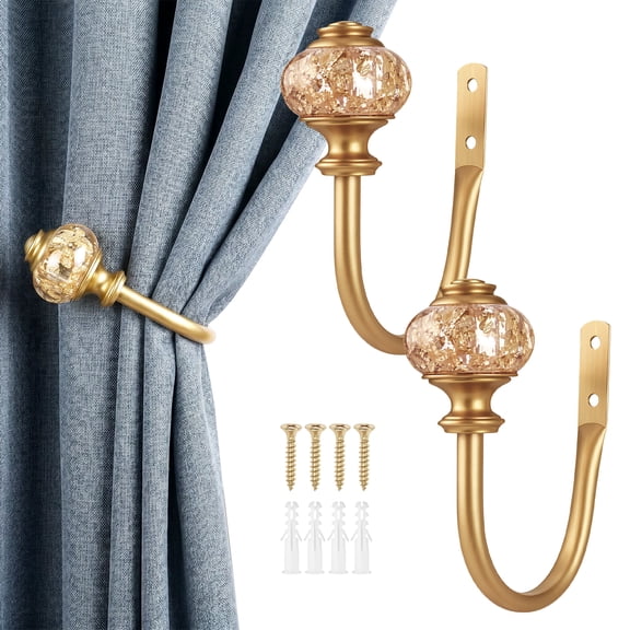 2 Pack Metal Curtain Tie Back Hook Decorative Curtain Holdback U Shaped Wall Mounted Drapery Tieback For Hanging Items