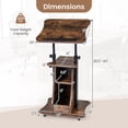 thumbnail image 3 of Gymax Rolling Podium Stand Height Adjustable Lectern Table w/ Tilting Tabletop Rustic Brown, 3 of 10