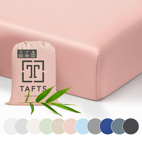 TAFTS Drap-Housse en Bambou pour Lit de Bébé Filles Garçons & Unisexe 100 % Bambou Biologique pour Matelas Standard et Tout-Petit Luxueusement Doux Frais 360 Élastique (28 Pouces" x 52 Pouces" Blush)