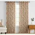 thumbnail image 2 of Vargottam Cotton Curtains- Pockets/Tab Farmhouse Drapes for Living Room or Bedroom Windows- Light Filtering- 3-Way Hanging Style- Set of 2 Panels, 52"x72"- Rose Vine And Bird Print (Beige), 2 of 8
