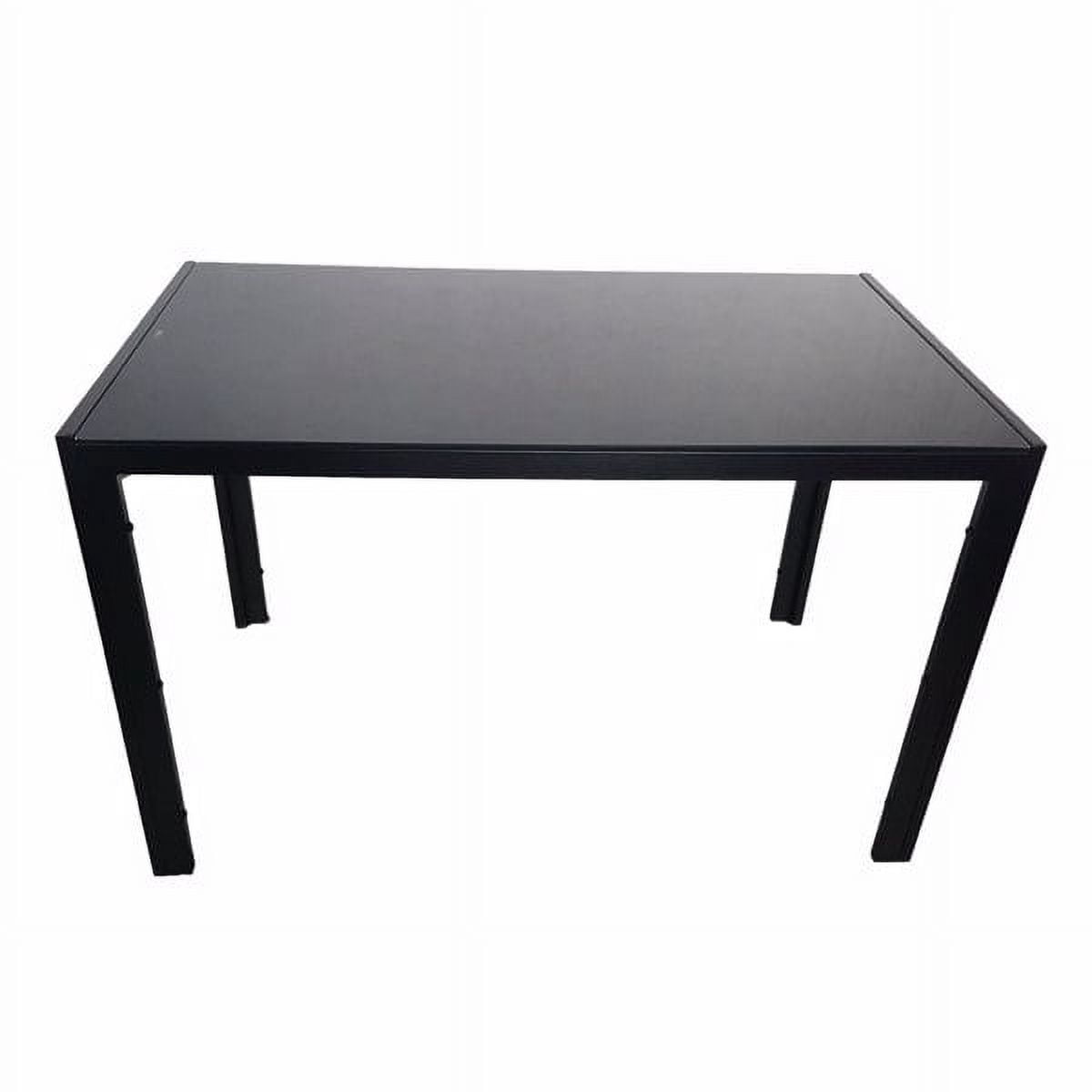 Space-Saving 47" Black Glass Dining Table&nbsp;- 8mm Tempered Top w/ Steel Frame, 154lb Capacity, Rounded Corners - Easy Assembly