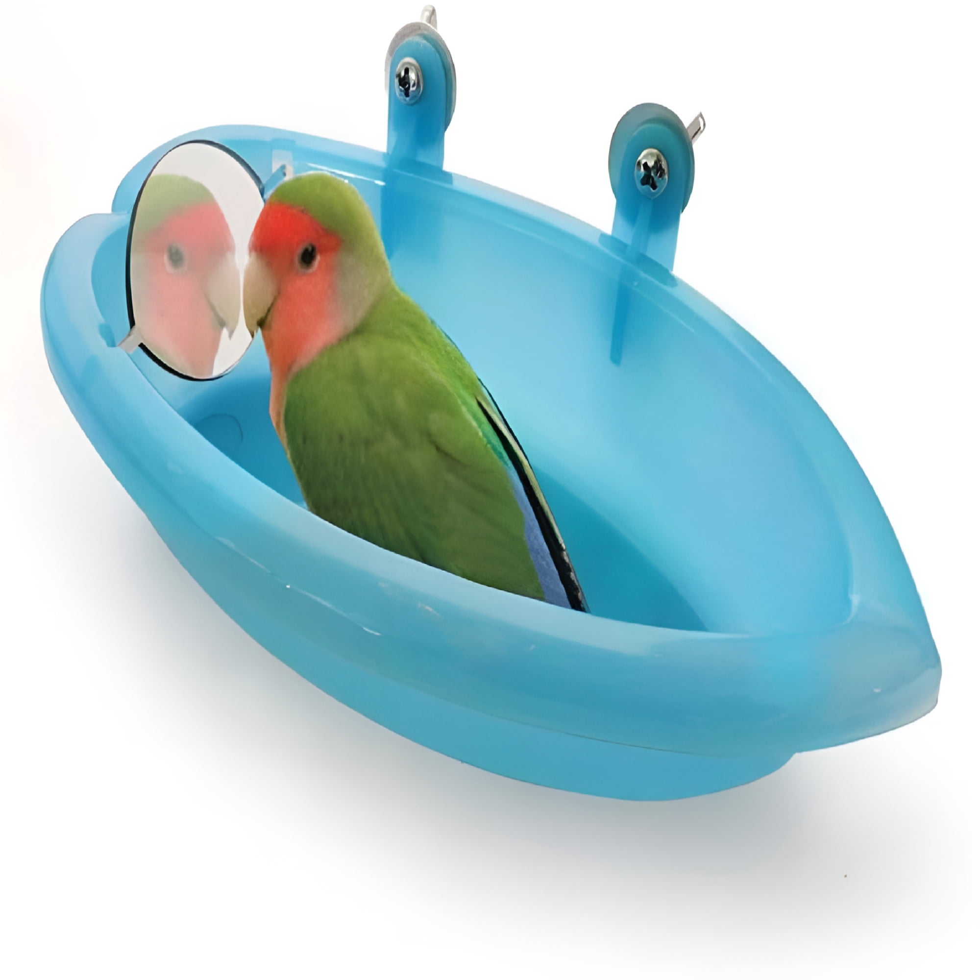 ACDANC Bird Bathtub with Mirror Toy Shower Tub Bathtub Cleaning Tool Plastic Durable Odorless for Small Parrot Parakeet Cockatiel Conure Lovebird Finch Budgie Canary Cage Accessories(A)