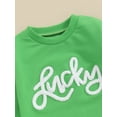 thumbnail image 3 of Newborn Baby Girl Boy St. Patrick's Day Outfit Lucky Embroidery Sweatshirt Romper Oversized Long Sleeve Bodysuit Tops, 3 of 7