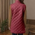 thumbnail image 4 of WTOBBY Women's Long Quilted Sleeveless Vest, Lightweight Zip Up Padded Gilet, Solid Color Warm Outerwear, Fashion Insulated Tank, Perfect for Layering in Cold Weather,Red 2XL, 4 of 8