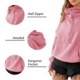 thumbnail image 4 of Women Oversized Half Zip Hoodie High Neck Drawstring Sweater Y2K Long Sleeve Pullover Casual Sweatshirt with Pockets, Pink, S, 4 of 7