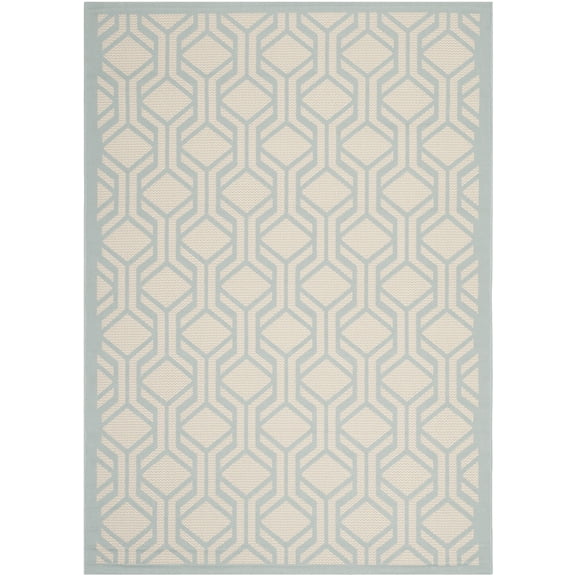Safavieh Courtyard Bristol Geometric Indoor/Outdoor Area Rug, Beige/Aqua, 5'3" x 7'7"