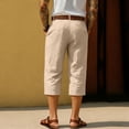 thumbnail image 4 of Men's Shorts Casual Cotton Linen Button Elastic Waist Summer Beach Golf Shorts with Pockets Beige M, 4 of 4