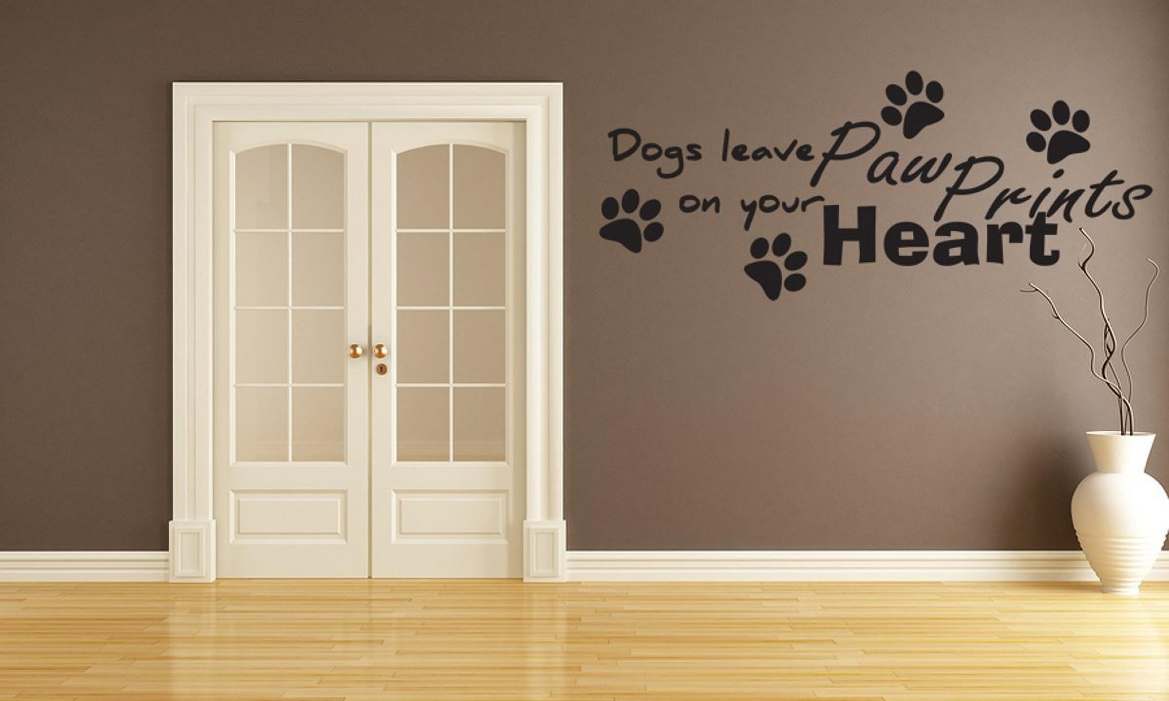 Dog Inspiration Wall Sticker Pets Leave Paw Prints Quote Vinyl Removable Decor 