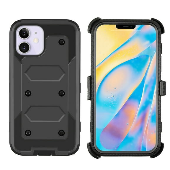 GoldCherry for iPhone 12 Mini Case,Built-in Screen Protector Heavy Duty Full-Body Rugged Holster Armor Case [Belt Clip][Kickstand] for for iPhone 12 Mini 5.4 Inches(Black)