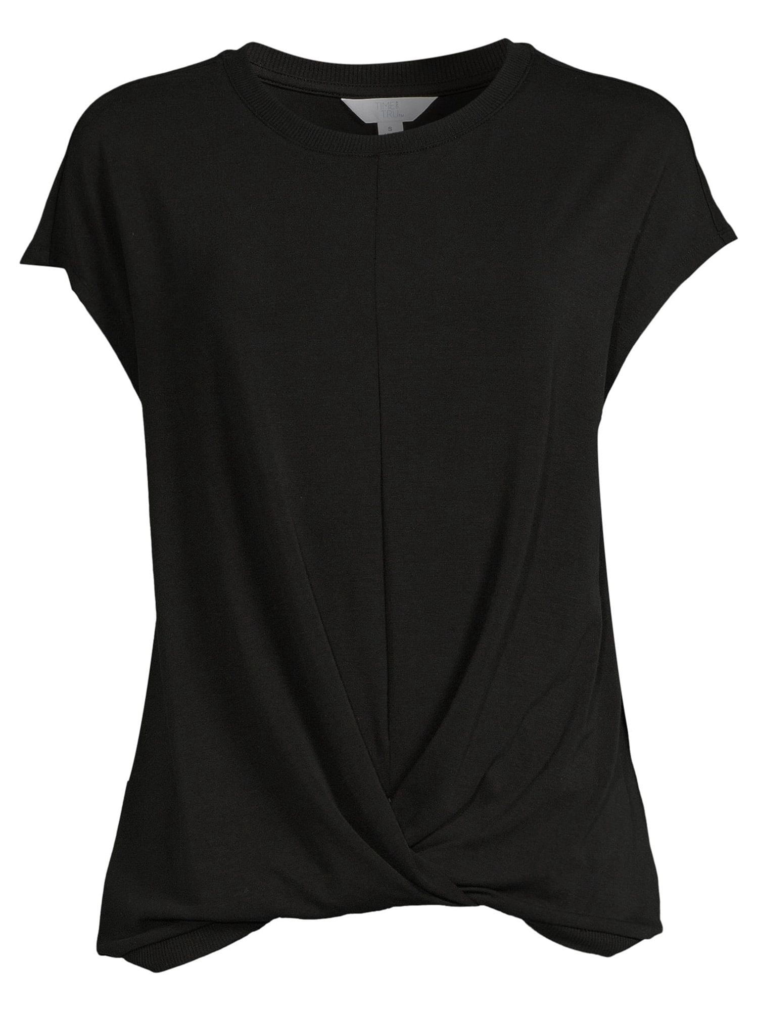 Time And Tru Women's Twist Front Top with Short Sleeves
