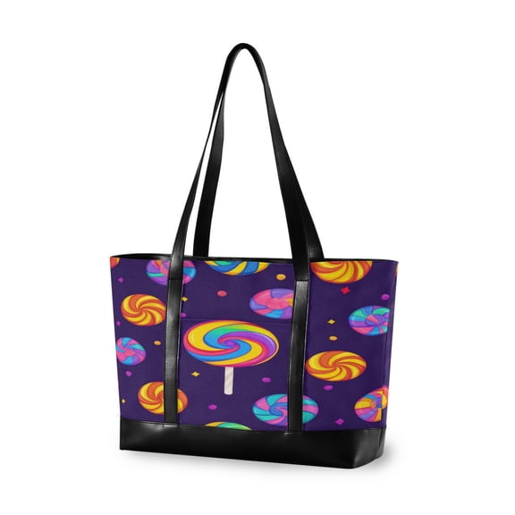 FORMRS Canvas Laptop Tote Bag for Women with 15.6" Computer Compartments Shoulder Handbag, Candy Carnival