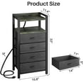 thumbnail image 2 of Night Stand with Charger Station and LED Light Black Nightstand with Drawers Bedside Table Tall Nightstand 4 Fabric Drawers, 2 of 7