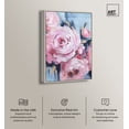 thumbnail image 2 of Pink Flowers With Gold Leaves Beach Life Inspired Pastel Color Canvas Wall Art by Art Remedy, Silver Floater Frame, 30"x45", 2 of 7