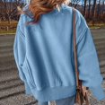 thumbnail image 4 of Round Neck Pullover for Women Loose Lambswool Casual Versatile Long Sleeve Top Fall Winter Sweatshirt Sky Blue M, 4 of 9