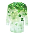 thumbnail image 4 of ZVAVZ T-Shirts Graphiques pour Femmes, Tunique Imprimée Trèfle Manches 3/4 Mode Vert Col Rond T-Shirts Graphiques Grande Taille Hauts Verts, 3TG, 4 of 5