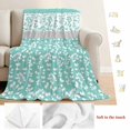 thumbnail image 5 of Turquoise Floral Blanket Soft Cozy Warm Throw Blanket for Couch, Plush Fuzzy Flannel Fleece Blankets for Sofa, Botanical Blossom Motif Boho Grey Stripes Bed Blankets Gifts for Men, 32"x48", 5 of 9