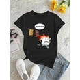 thumbnail image 2 of Camisetas de manga corta para mujer, camisetas de verano estampadas, cómodas, divertidas y casuales, para vacacionesWomen's Trendy Cartoon Graphic Tee - Casual Crew Neck Short Sleeve T-Shirt with Ab, 2 of 6