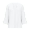 thumbnail image 4 of FRSASU Womens Lightweight Cardigan Sweaters Open Front 3/4 Sleeve Knit Flared Cuffs Lace Cotton Linen cardigan White XL(XL), 4 of 6